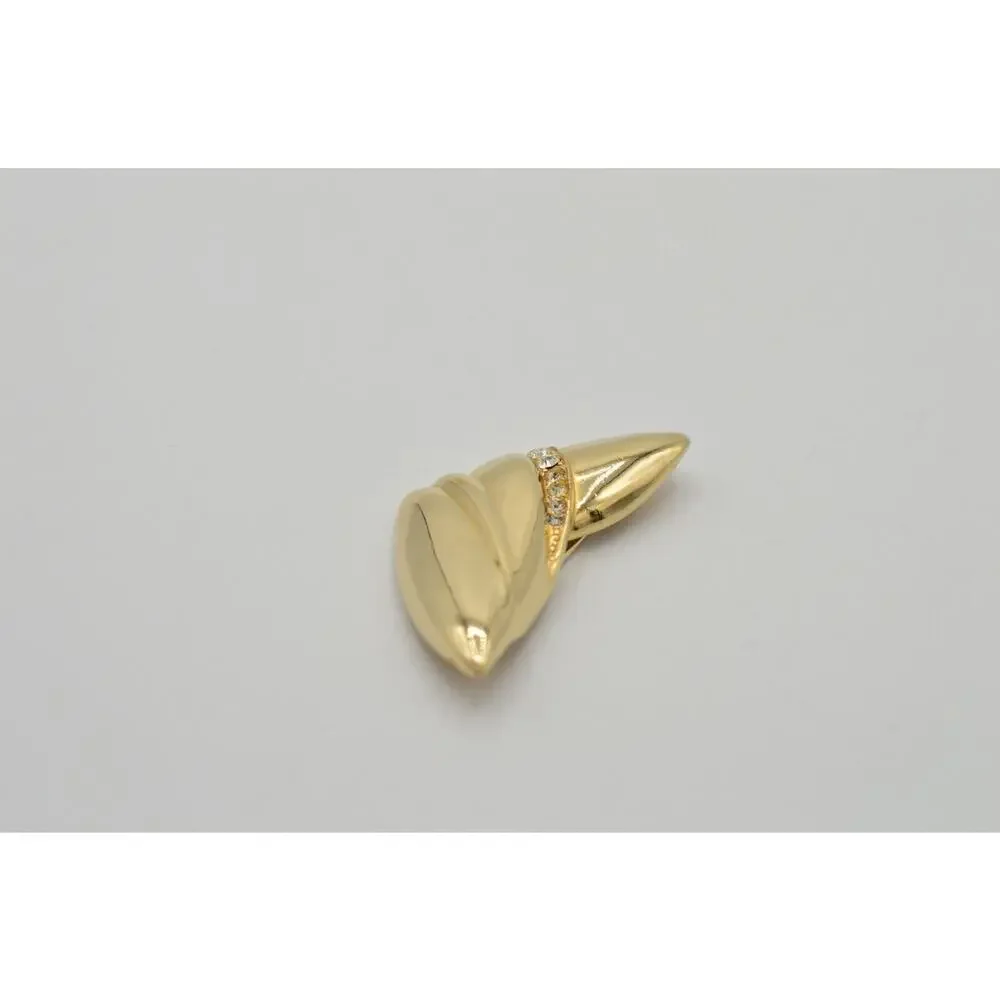 Vintage Statement Pin Brooch Gold Rhinestone Crystal Abstract Shape NOS 1980s 9B